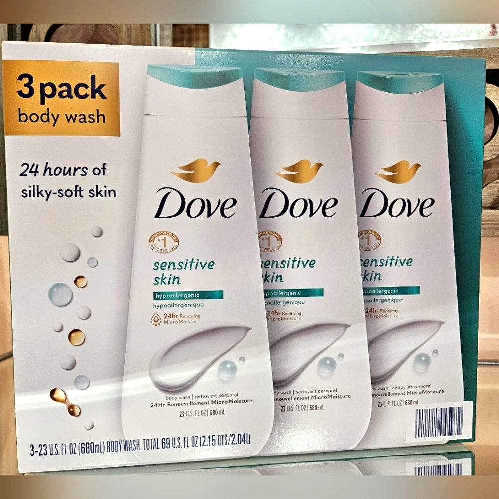 DOVE Sensitive Skin Body Wash, Set of 3